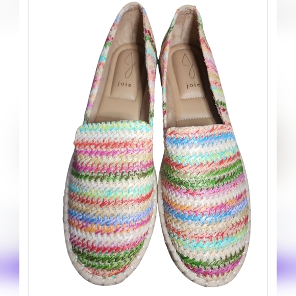 Joie Cara Colorful raffia espadrilles Woven Platform Sz9 Boho Coastal Cool Beach - Picture 3 of 8